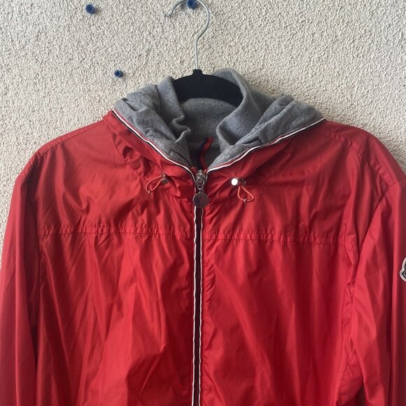 MONCLER Men’s Jacket Red Urville Giubutto Nylon Windbreaker Casual Zip Up Size 3 - Picture 4 of 16